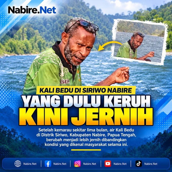 (Lima Bulan Kemarau, Air Kali Bedu di Siriwo Nabire Mendadak Berubah Jernih)