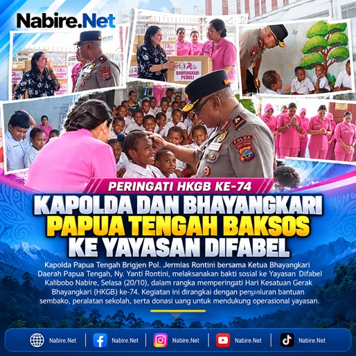 (Peringati HKGB ke-74, Kapolda dan Bhayangkari Papua Tengah Baksos ke Yayasan Difabel)