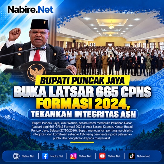 (Bupati Puncak Jaya Buka Latsar 665 CPNS Formasi 2024, Tekankan Integritas ASN)