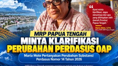 (MRP Papua Tengah Pertanyakan Perubahan Perdasus OAP Nomor 14 Tahun 2026)