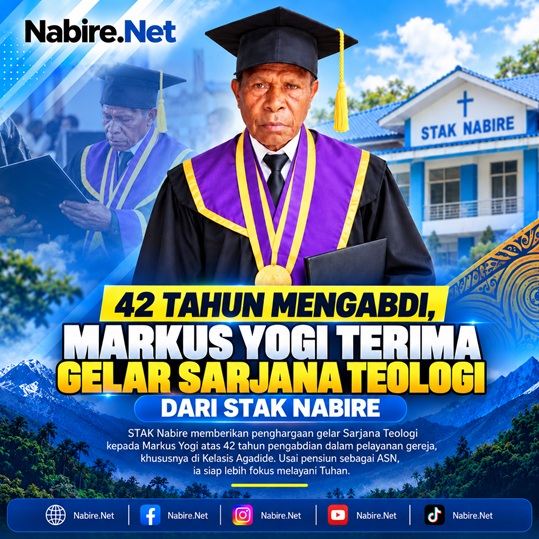 (42 Tahun Mengabdi, Markus Yogi Terima Gelar Sarjana Teologi dari STAK Nabire)