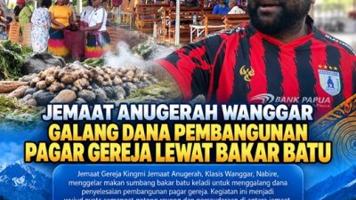 (Jemaat Anugerah Wanggar Galang Dana Pembangunan Pagar Gereja Lewat Bakar Batu)