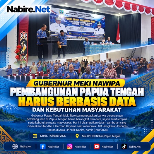 (Gubernur Meki Nawipa Minta Pembangunan Papua Tengah Berbasis Data dan Kebutuhan Warga)