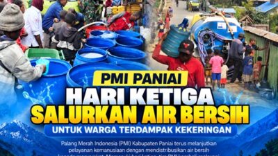 (PMI Paniai Hari Ketiga Salurkan Air Bersih untuk Warga Terdampak Kekeringan)