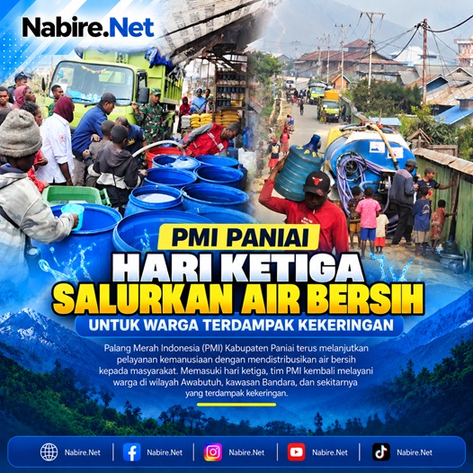(PMI Paniai Hari Ketiga Salurkan Air Bersih untuk Warga Terdampak Kekeringan)