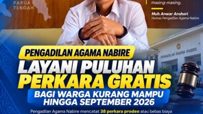 (Pengadilan Agama Nabire Layani Puluhan Perkara Gratis bagi Warga Kurang Mampu hingga September 2026)