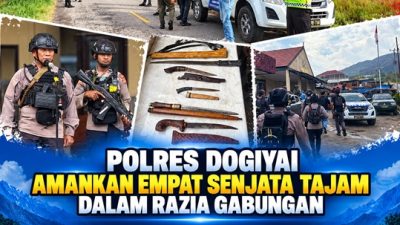(Polres Dogiyai Amankan Empat Senjata Tajam dalam Razia Gabungan)