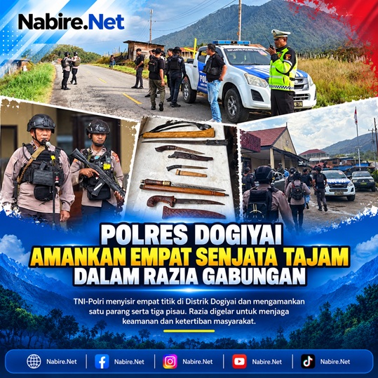 (Polres Dogiyai Amankan Empat Senjata Tajam dalam Razia Gabungan)