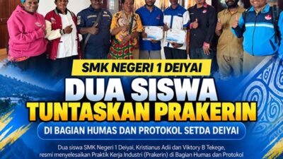 (Dua Siswa SMK Negeri 1 Deiyai Tuntaskan Prakerin di Bagian Humas Setda)