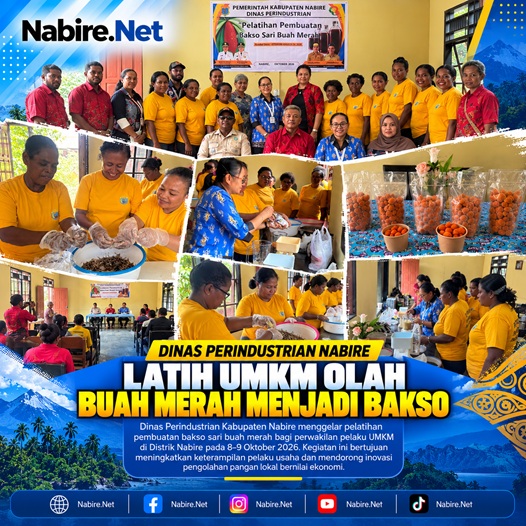 (Dinas Perindustrian Nabire Latih UMKM Olah Buah Merah Menjadi Bakso)