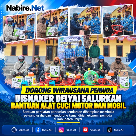(Dorong Wirausaha Pemuda, Disnaker Deiyai Salurkan Bantuan Alat Cuci Motor dan Mobil)