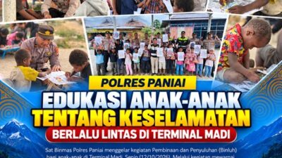 (Belajar Sambil Bermain, Cara Polres Paniai Kenalkan Tertib Lalu Lintas kepada Anak-anak)