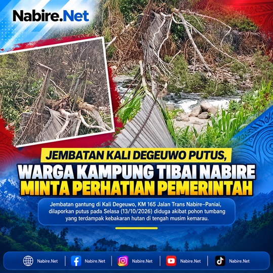 (Jembatan Kali Degeuwo Putus, Warga Kampung Tibai Nabire Minta Perhatian Pemerintah)
