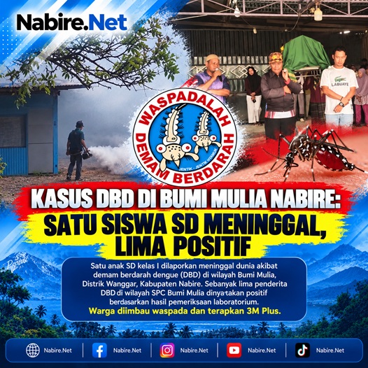 (Kasus DBD di Bumi Mulia Nabire: Satu Siswa SD Meninggal, Lima Positif)
