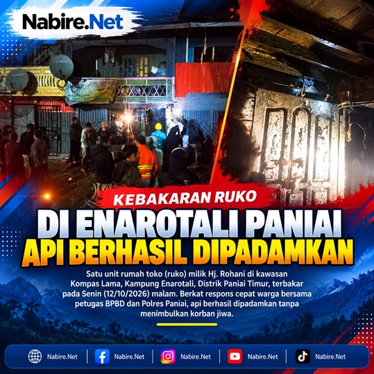 (Polres Paniai Tangani Kebakaran Ruko Milik Hj. Rohani di Kompas Lama)
