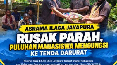 (Asrama Ilaga Jayapura Rusak Parah, Puluhan Mahasiswa Mengungsi ke Tenda Darurat)