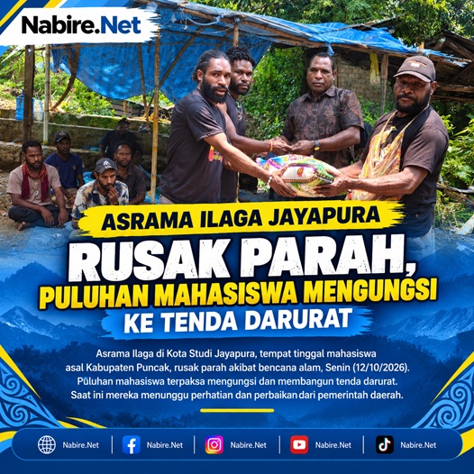(Asrama Ilaga Jayapura Rusak Parah, Puluhan Mahasiswa Mengungsi ke Tenda Darurat)