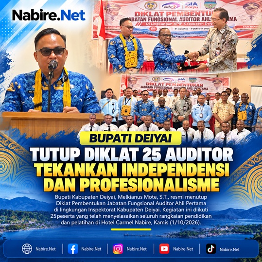 (Bupati Deiyai Tutup Diklat 25 Auditor, Tekankan Independensi dan Profesionalisme)