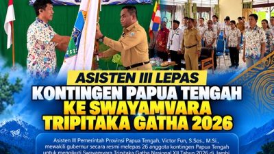 (Asisten III Lepas Kontingen Papua Tengah ke Swayamvara Tripitaka Gatha 2026)