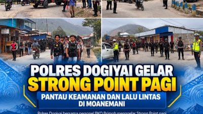 (Polres Dogiyai Gelar Strong Point Pagi, Pantau Keamanan dan Lalu Lintas di Moanemani)