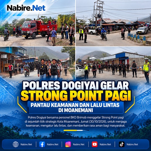 (Polres Dogiyai Gelar Strong Point Pagi, Pantau Keamanan dan Lalu Lintas di Moanemani)
